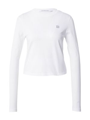 Tričko s dlhými rukávmi Calvin Klein Jeans biela