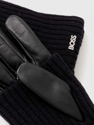 Volnene rokavice Boss črna