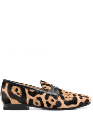 Kožené loafersy s potlačou s leopardím vzorom Bally
