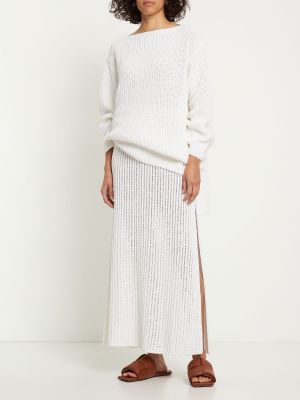 Oversized bavlnený sveter Ferragamo biela