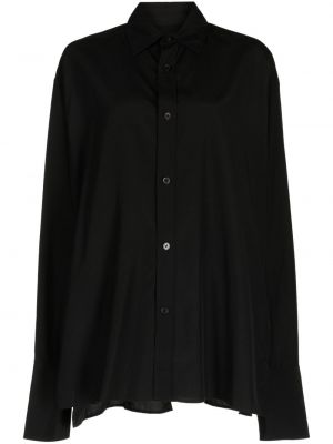 Drapovaná průsvitná košile Yohji Yamamoto černá