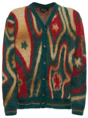 Cardigan in maglia in tessuto jacquard mohair Ahluwalia verde