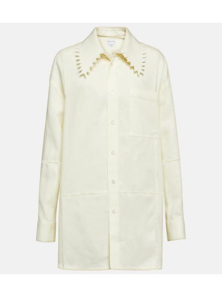 Oversize ленена риза Bottega Veneta бяло