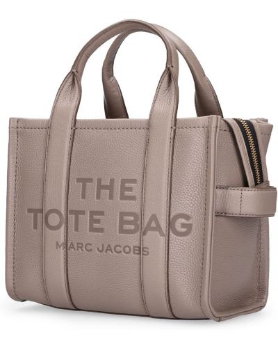 Кожени шопинг чанта Marc Jacobs сиво