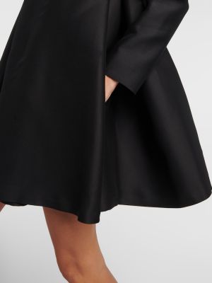 Svilena vunena haljina Versace crna