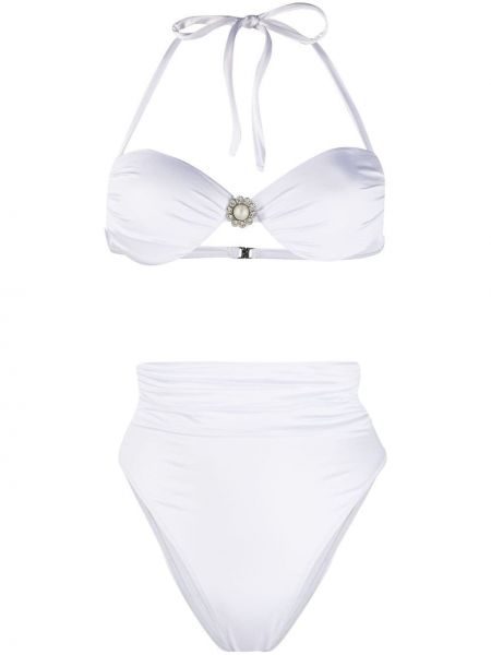 Bikini de cintura alta Alessandra Rich blanco