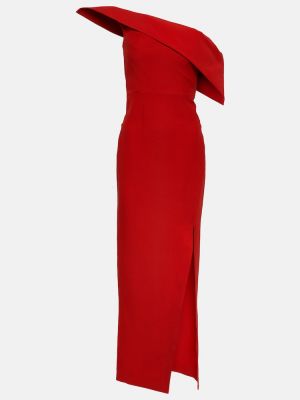 Asimetriškas šilkinis vilnonis maksi suknelė Roland Mouret raudona