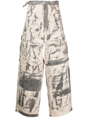 Pantaloni cargo cu imagine cu imprimeu abstract Mainless