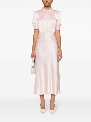 Hedvábné šaty Alessandra Rich růžové