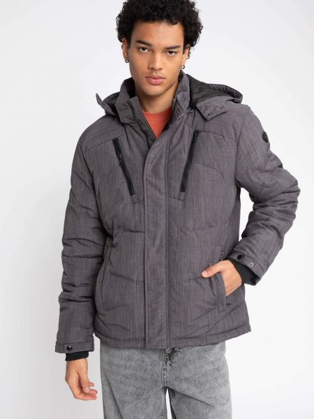 Zateplená fleecová bunda s kapucí Defacto šedá