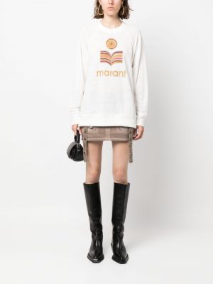 Leinen sweatshirt mit print Marant Etoile weiß