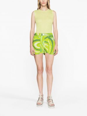 Shorts en coton à imprimé à motif géométrique Pucci vert