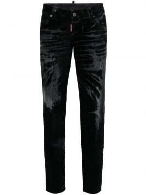 Skinny fit džínsy s nízkym pásom Dsquared2 čierna