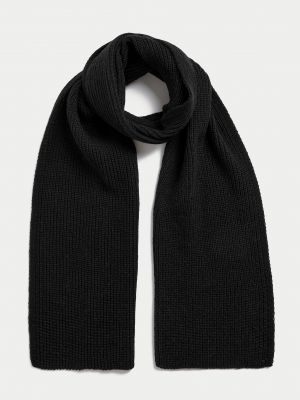 Вязаный шарф в рубчик Marks & Spencer черный