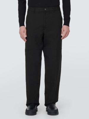 Bavlnené nohavice s výšivkou Moncler čierna