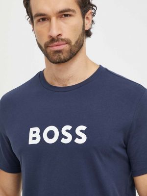 Тениска с дълъг ръкав с принт Boss черно