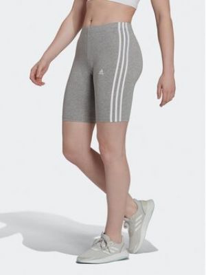 Pruhované športové šortky Adidas sivá