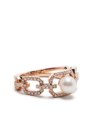 Rozā zelta gredzens ar pērļu Shay