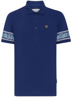 Medvilninis polo marškinėliai Philipp Plein mėlyna