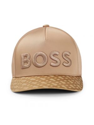 Satynowa czapka z daszkiem Hugo Boss beżowa