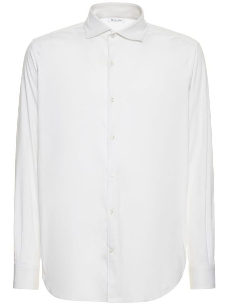 Bavlněná košile jersey Loro Piana bílá