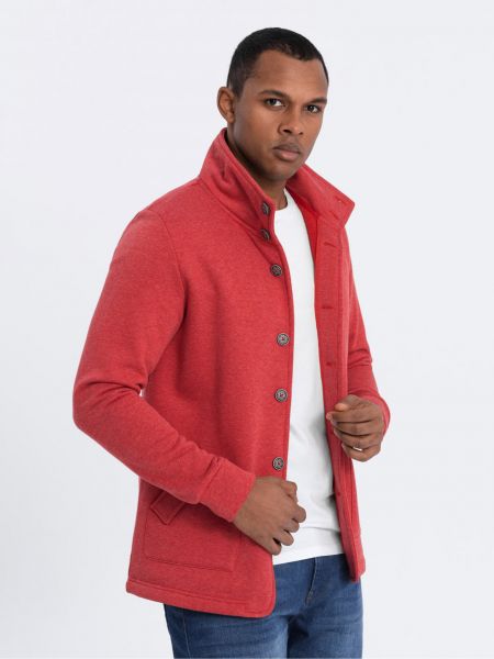Mikina s kapucí s knoflíky Ombre Clothing červená
