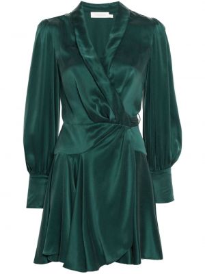 Hedvábné mini šaty Zimmermann zelené