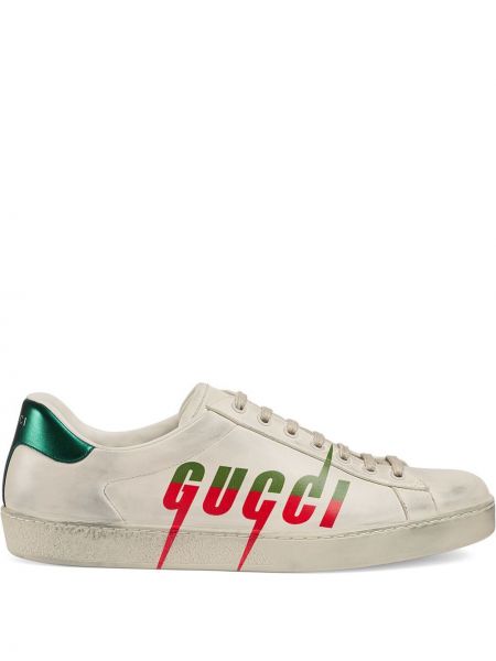 Sneakerși zdrențuiți Gucci Ace alb