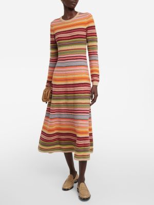 Pruhované bavlněné vlněné dlouhé šaty Polo Ralph Lauren
