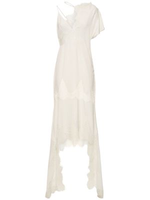 Krajkové asymetrické hedvábné dlouhé šaty Stella Mccartney