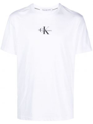 Bavlnené tričko s potlačou Calvin Klein Jeans biela