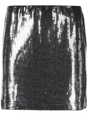 Φούστα mini με παγιέτες Maje ασημί