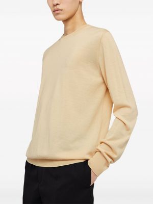 Vlněný svetr s kulatým výstřihem Jil Sander béžový