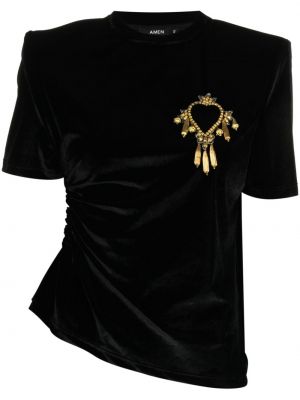 Tricou de catifea Amen negru
