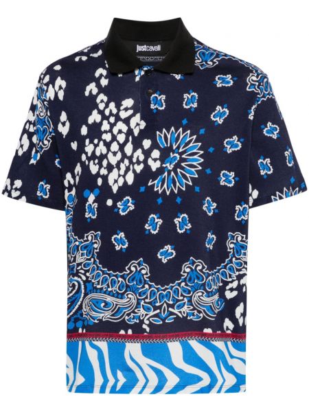 Kokvilnas polo krekls ar apdruku Just Cavalli zils