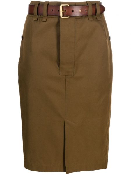 Pamučna suknja pencil Saint Laurent smeđa