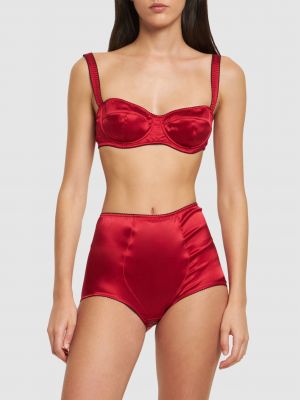 Pantalon culotte taille haute en satin en soie Dolce & Gabbana rouge