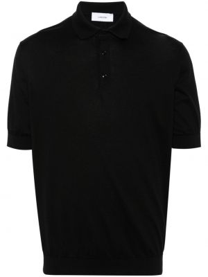 Bombažna polo majica z vezenjem Lardini črna