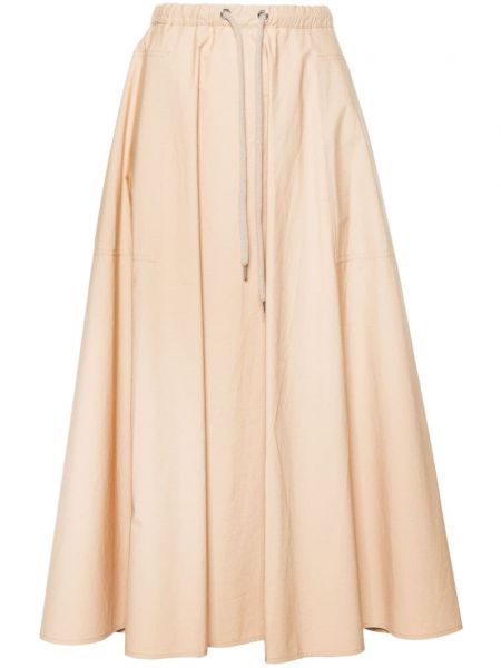 Bavlnená midi sukňa Moncler béžová