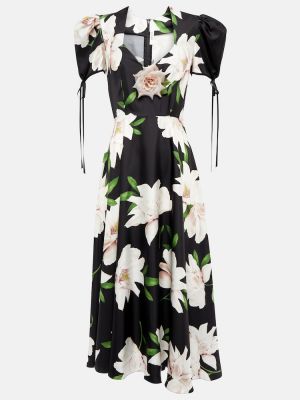 Svilena midi haljina s cvjetnim printom Rodarte