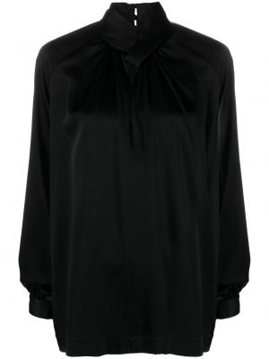 Сатенена блуза Semicouture черно