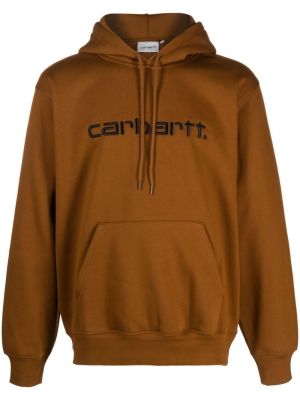 Raštuotas medvilninis džemperis su gobtuvu Carhartt Wip ruda