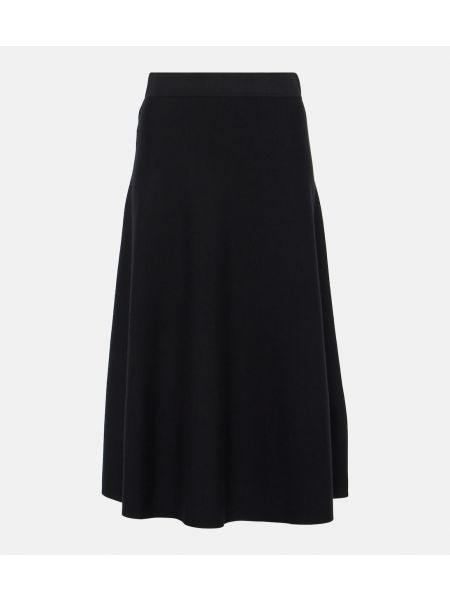 Черная шерстяная юбка миди с высокой талией Jardin Des Orangers
