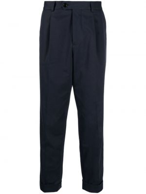 Pantaloni chino slim fit plisate Brunello Cucinelli albastru