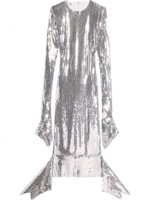 Midi obleka s cekini Ami Paris srebrna