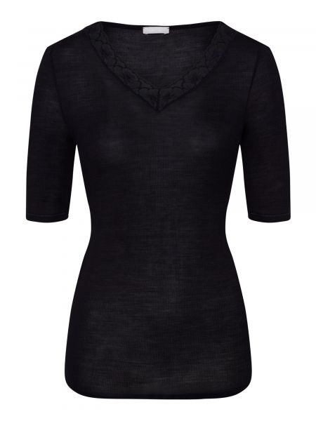 Кружевная шерстяная рубашка Hanro черная