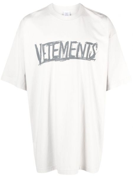 Kokvilnas t-krekls ar apdruku Vetements balts