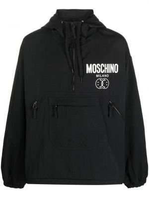 Αντιανεμικό μπουφάν με φερμουάρ με σχέδιο Moschino μαύρο