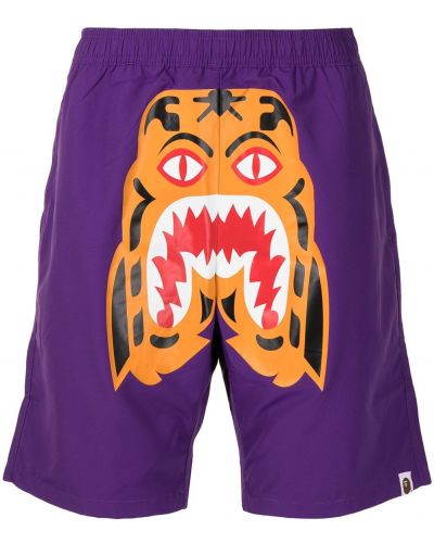 Pantalones cortos deportivos con estampado con rayas de tigre A Bathing Ape® violeta