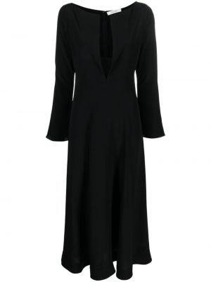 Jedwabna sukienka z dekoltem w serek Dorothee Schumacher czarna